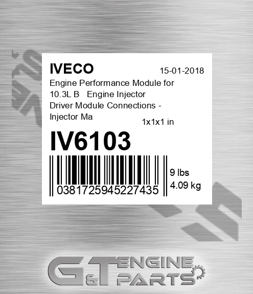 IV6103 Engine Performance Module for 10.3L В Engine Injector Driver Module Connections - Injector Map Stock - 15%-30%