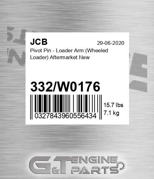 332w0176 Pivot Pin - Loader Arm Wheeled Loader Aftermarket New