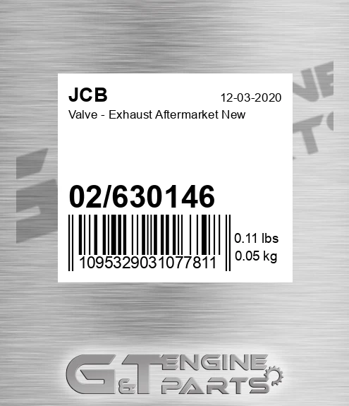 02630146 Valve - Exhaust Aftermarket New