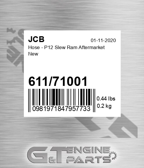 61171001 Hose - P12 Slew Ram Aftermarket New