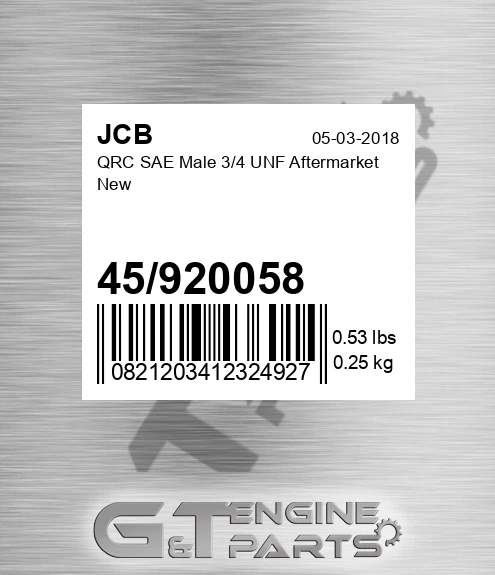 45920058 QRC SAE Male 3/4 UNF Aftermarket New
