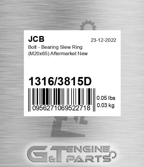 13163815d Bolt - Bearing Slew Ring M20x65 Aftermarket New