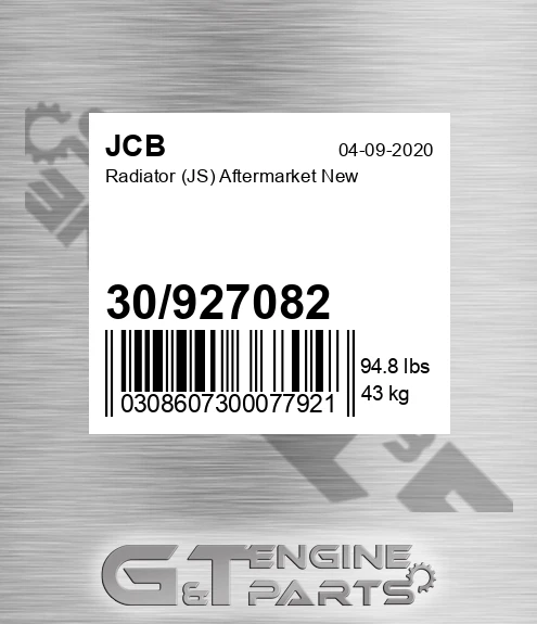 30927082 Radiator JS Aftermarket New