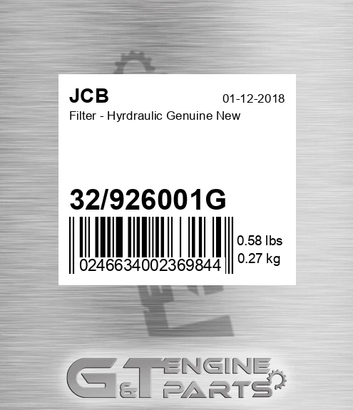 32926001g Filter - Hyrdraulic Genuine New