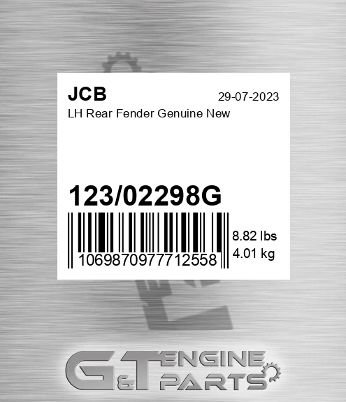 12302298g LH Rear Fender Genuine New