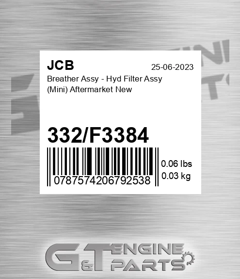 332f3384 Breather Assy - Hyd Filter Assy Mini Aftermarket New
