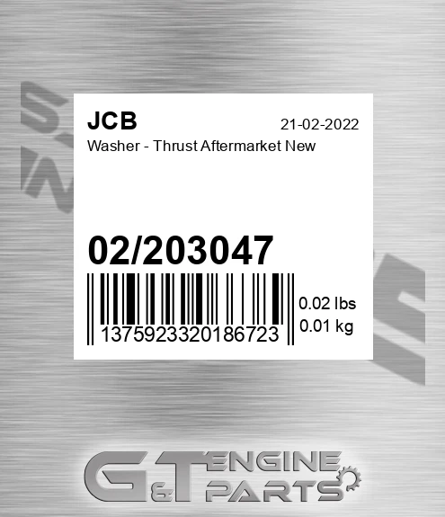 02203047 Washer - Thrust Aftermarket New