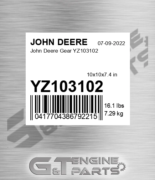 YZ103102 John Deere Gear YZ103102