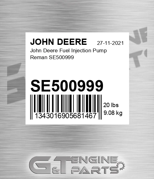 SE500999 John Deere Fuel Injection Pump Reman SE500999