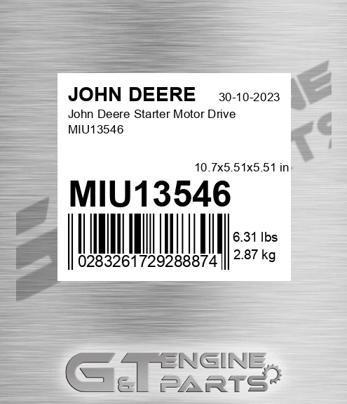 MIU13546 John Deere Starter Motor Drive MIU13546