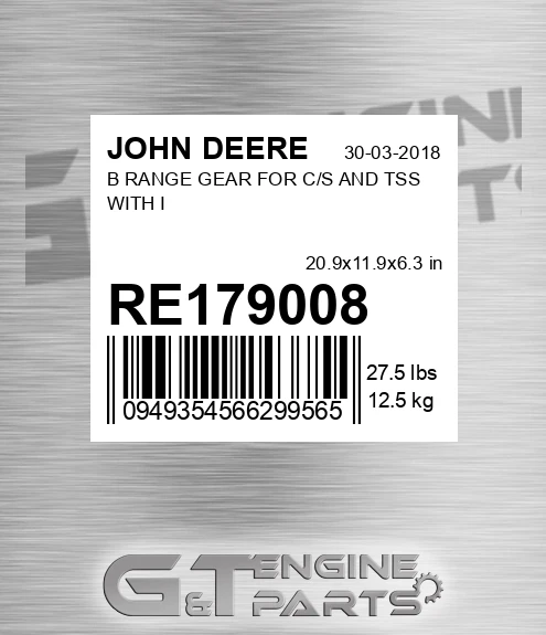 RE179008 B RANGE GEAR FOR C/S AND TSS WITH I