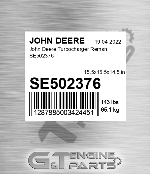 SE502376 John Deere Turbocharger Reman SE502376