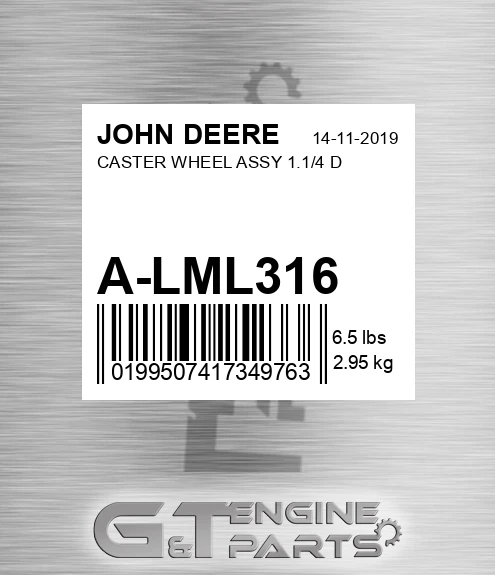 A-LML316 CASTER WHEEL ASSY 1.1/4 D