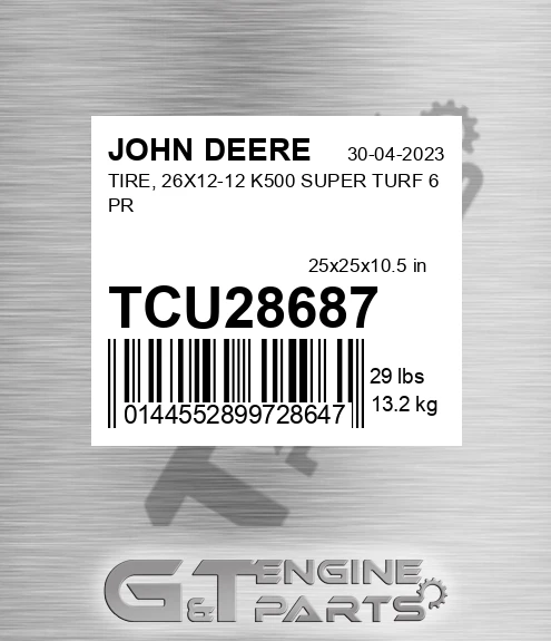 TCU28687 TIRE, 26X12-12 K500 SUPER TURF 6 PR
