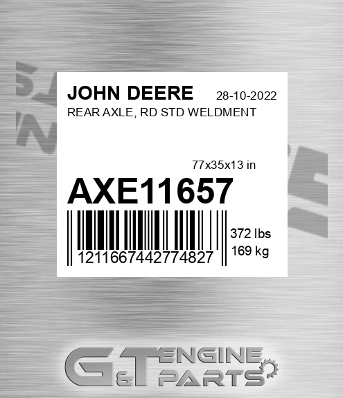 AXE11657 REAR AXLE, RD STD WELDMENT