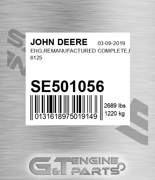 SE501056 ENG,REMANUFACTURED COMPLETE,RUN 6125