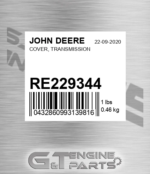 RE229344 COVER, TRANSMISSION
