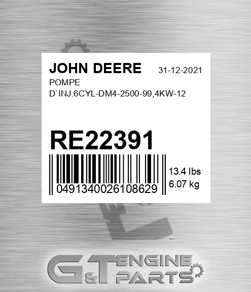 RE22391 POMPE D`INJ.6CYL-DM4-2500-99,4KW-12