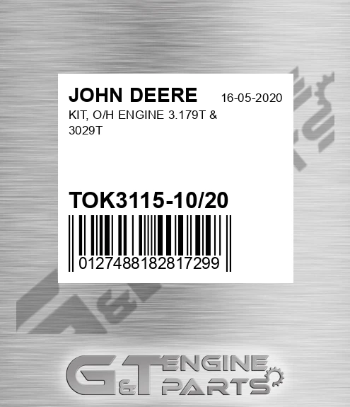 TOK3115-10/20 KIT, O/H ENGINE 3.179T &amp; 3029T