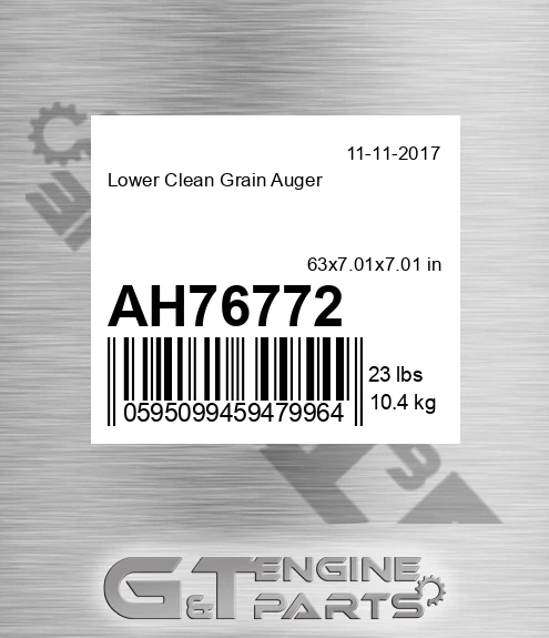 AH76772 Lower Clean Grain Auger