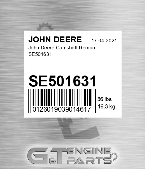 SE501631 John Deere Camshaft Reman SE501631