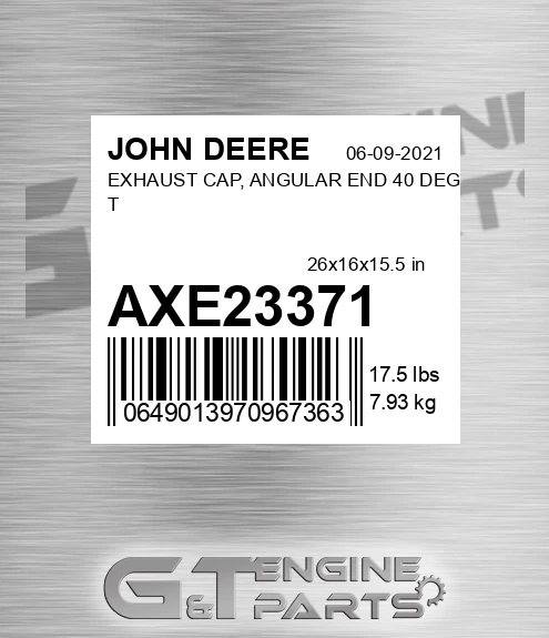 AXE23371 EXHAUST CAP, ANGULAR END 40 DEG T