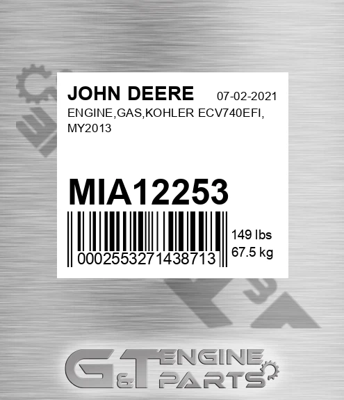 MIA12253 ENGINE,GAS,KOHLER ECV740EFI, MY2013