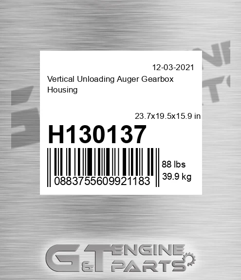 H130137 Vertical Unloading Auger Gearbox Housing