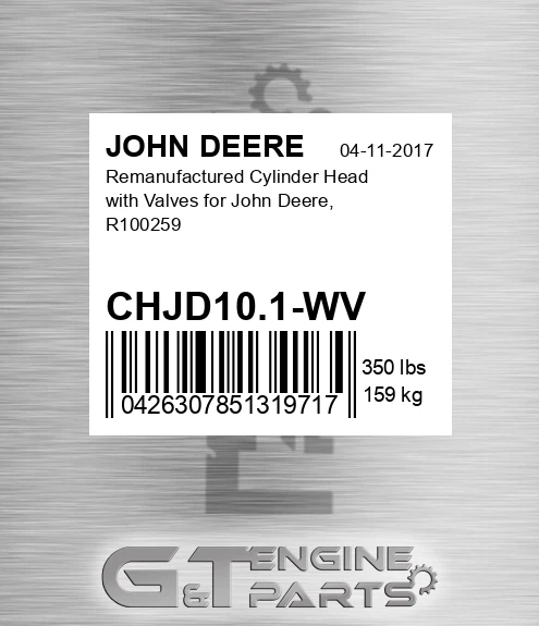 CHJD10.1-WV Remanufactured Cylinder Head with Valves for , R100259