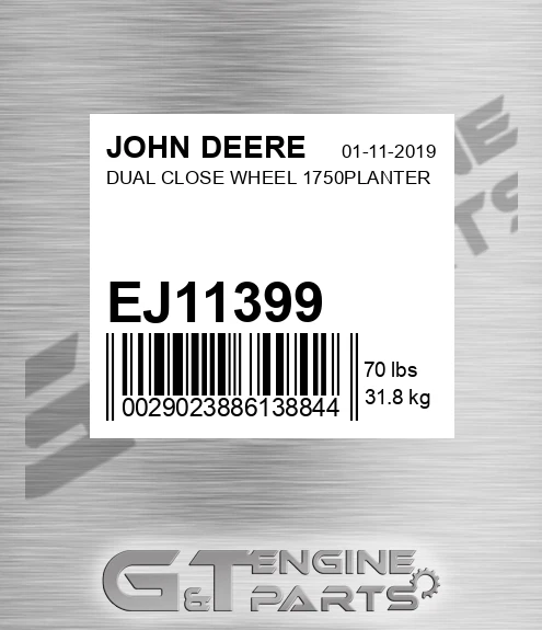 EJ11399 DUAL CLOSE WHEEL 1750PLANTER