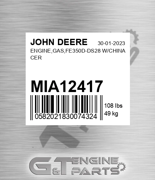 MIA12417 ENGINE,GAS,FE350D-DS28 W/CHINA CER
