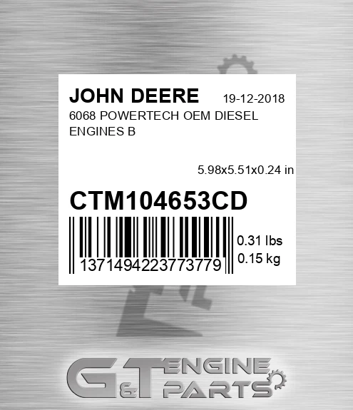 CTM104653CD 6068 POWERTECH OEM DIESEL ENGINES B