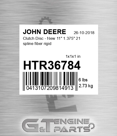 HTR36784 Clutch Disc - New 11" 1.375" 21 spline fiber rigid