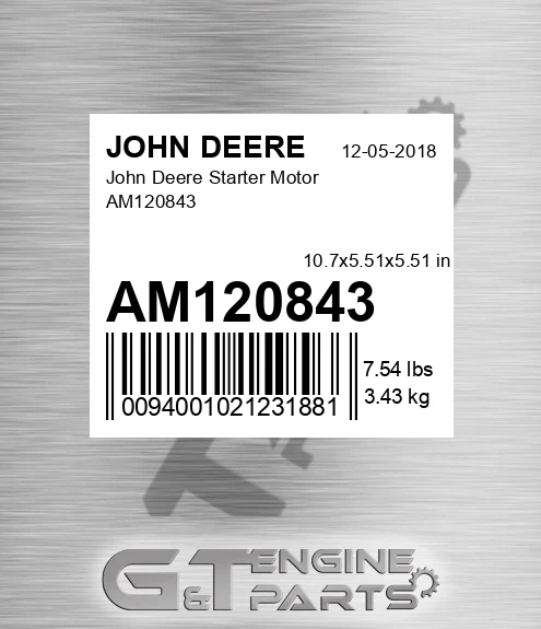 AM120843 Starter Motor