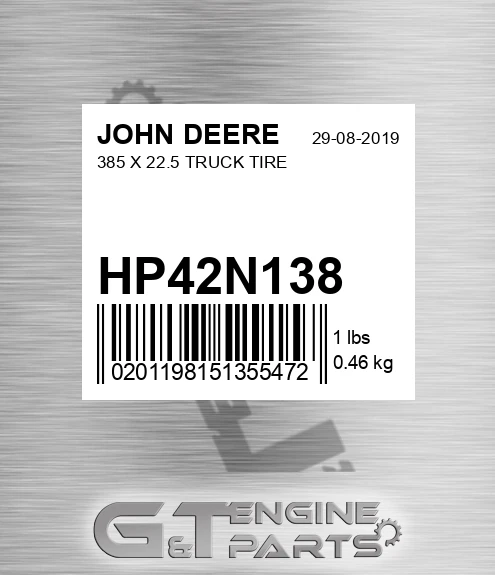 HP42N138 385 X 22.5 TRUCK TIRE