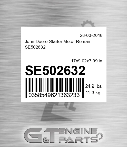 SE502632 Starter Motor Reman