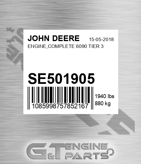 SE501905 ENGINE,COMPLETE 6090 TIER 3