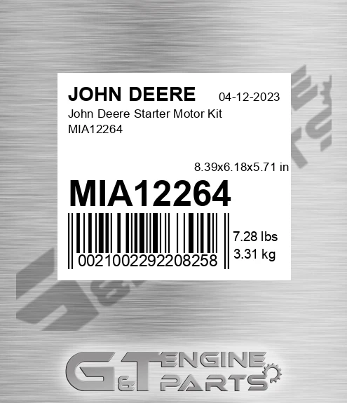 MIA12264 John Deere Starter Motor Kit MIA12264