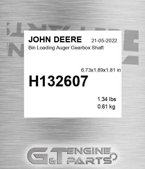 H132607 Bin Loading Auger Gearbox Shaft