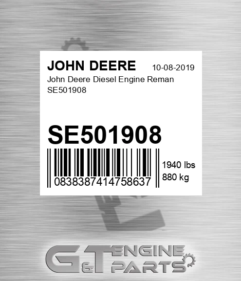 SE501908 John Deere Diesel Engine Reman SE501908