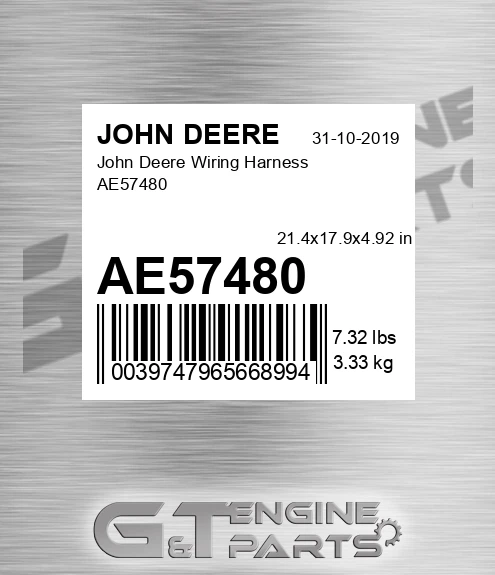 AE57480 John Deere Wiring Harness AE57480
