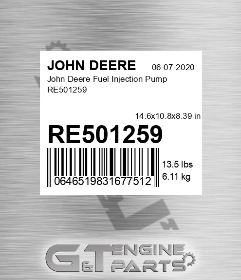RE501259 John Deere Fuel Injection Pump RE501259