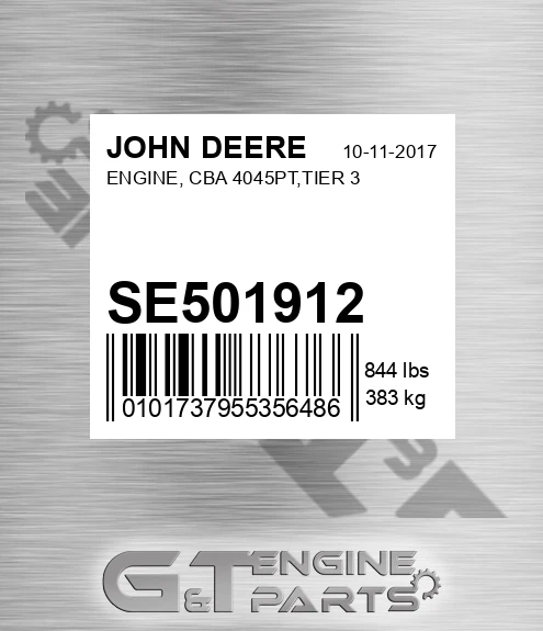 SE501912 ENGINE, CBA 4045PT,TIER 3