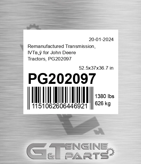 PG202097 Remanufactured Transmission, IVTв„ў for Tractors,