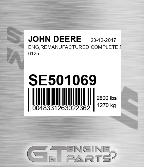 SE501069 ENG,REMANUFACTURED COMPLETE,RUN 6125