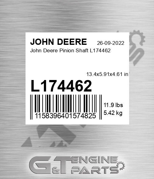 L174462 John Deere Pinion Shaft L174462