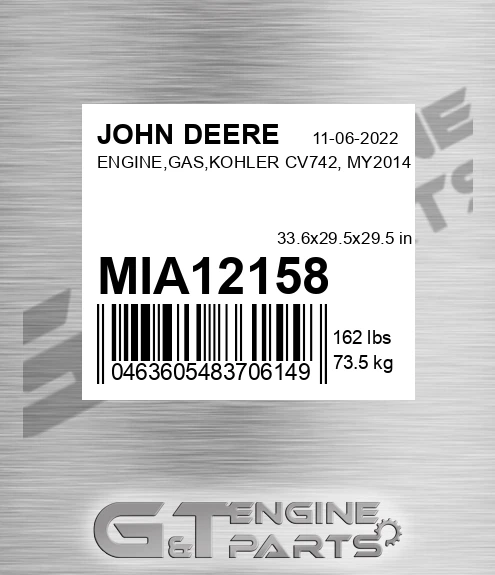 MIA12158 ENGINE,GAS,KOHLER CV742, MY2014