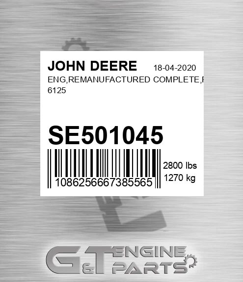 SE501045 ENG,REMANUFACTURED COMPLETE,RUN 6125