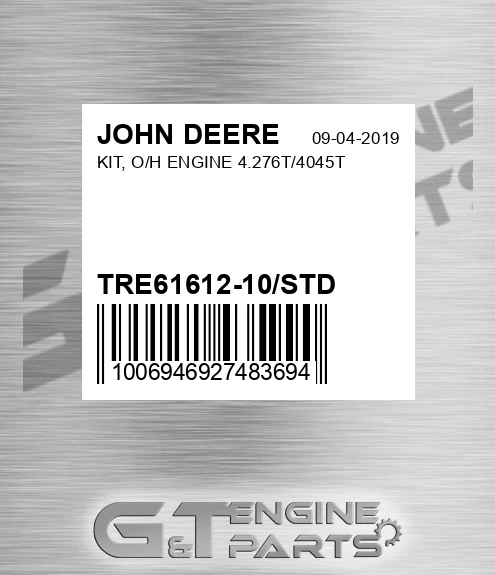 TRE61612-10/STD KIT, O/H ENGINE 4.276T/4045T