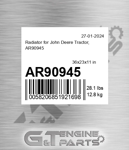 AR90945 Radiator for Tractor,